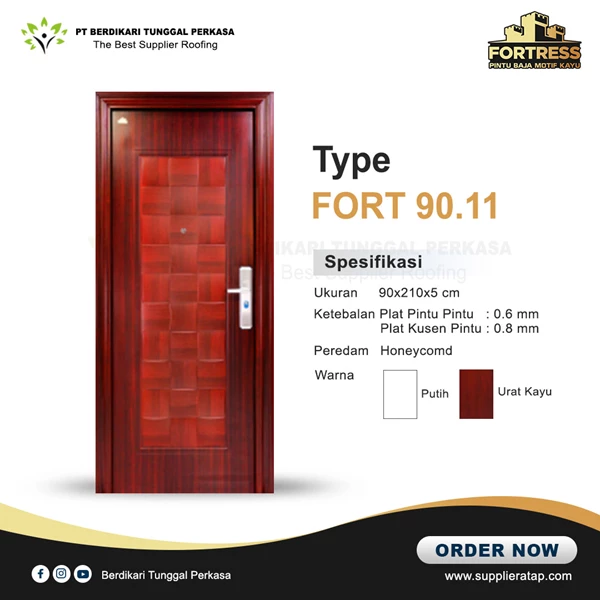 Fortress Wood Pattern Steel Door Fortress Series 90