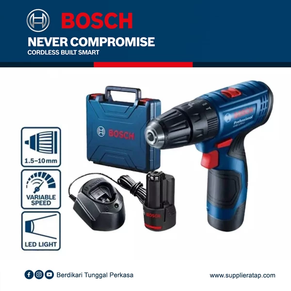 Mesin Bor Cordless - Bosch Impact Drill GSB 120 / Bor Tembok Baterai 12volt