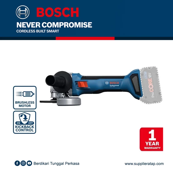 Mesin Gerinda Tangan - BOSCH GWS 18V-8 Cordless Brushless Angle Grinder 4" 18 Volt (Unit Only)