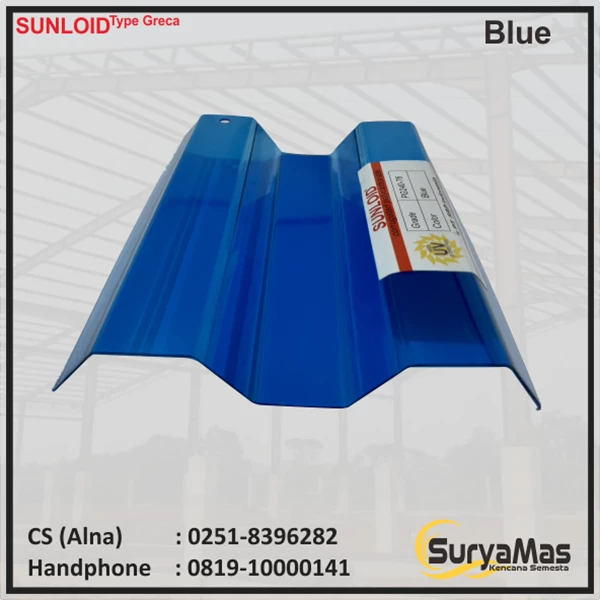 Roof Polycarbonate Sunloid 0.8 mm Greca Blue