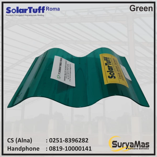 Atap Polycarbonate Solartuff 0.8 mm Roma Hijau