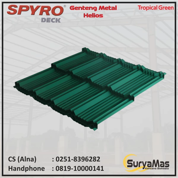 Genteng Metal Spyro Tipe Helios Tebal 0.23 mm Warna Tropical Green